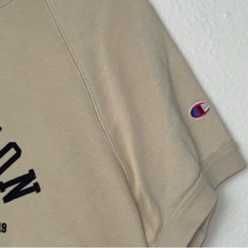 Champion Women's Short Sleeve Fleece Sweatshirt Size Medium Vintage Inspired Tan - Picture 10 of 16